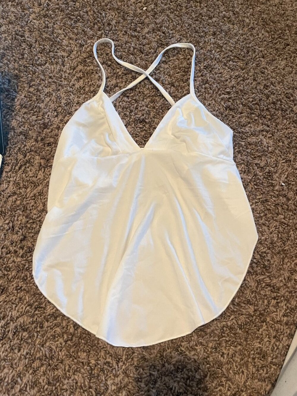 SHEIN White V Neck Crisscross Strap Cami Top Size L